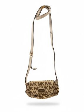 Michael Kors Brown and Tan Logo Crossbody Bag